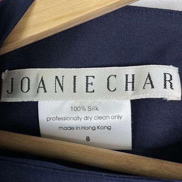 Vintage Joanie Char Navy Blue 100% Silk pleated blouse - Picture 7 of 11